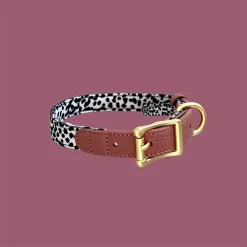 Berry Dalmatian Leather Dog Collar