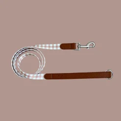 Poppy + Ted Tan Plaid Leather Dog Leash
